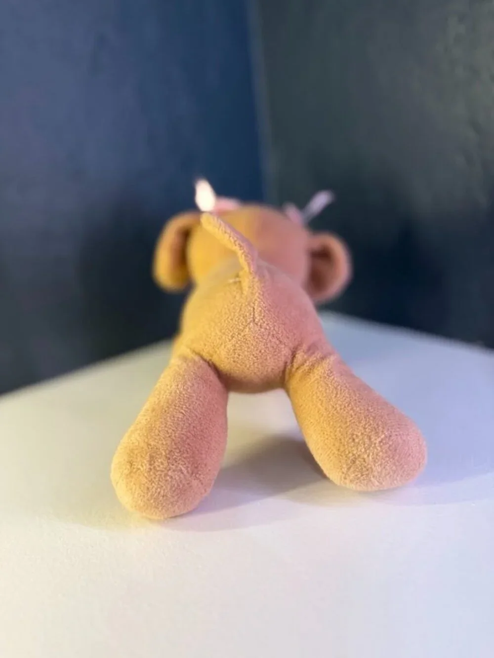 Tan Plush Puppy Dog with Pink Bows – Cute Stuffed Animal Toy
